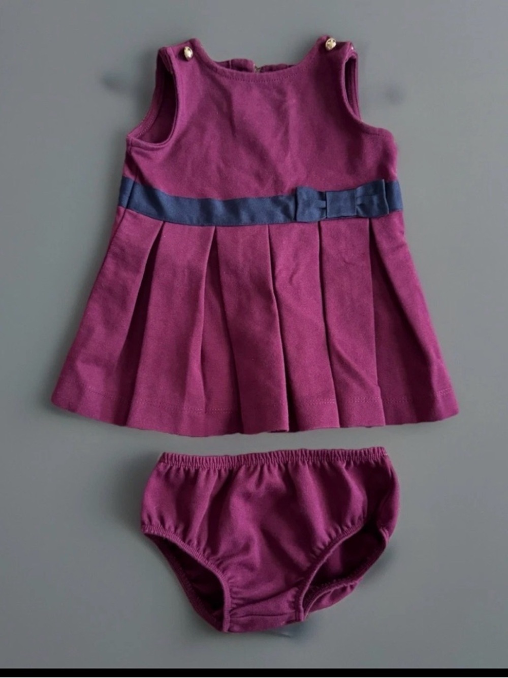 Janie and Jack Deep Plum Baby Dress & Bloomer